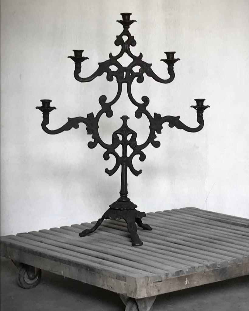 Greige Sophia Large Cast Iron Candelabra