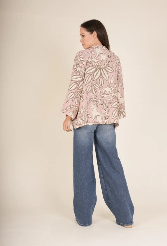 Greige Sphinx Pink Linen Jacket - One Hundred Stars