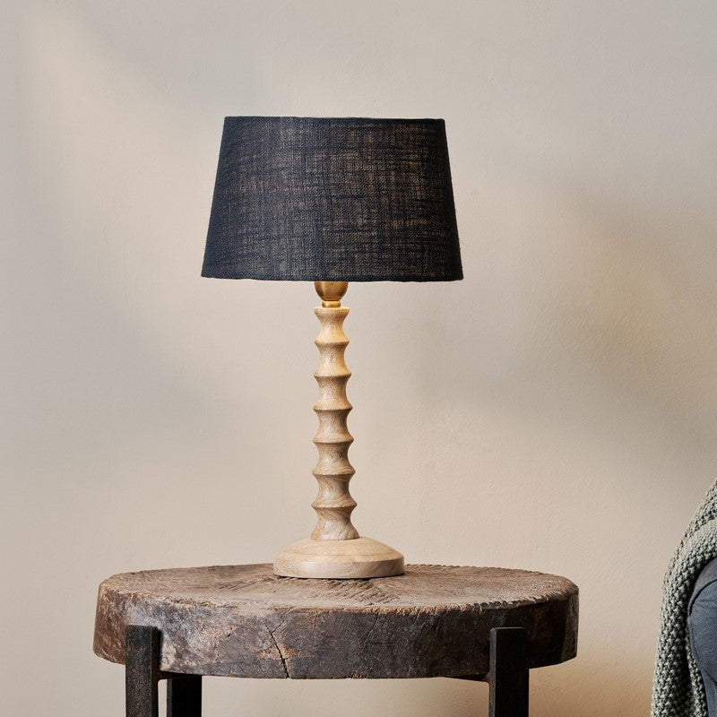 greige Spiral Mango Wood Bedside Lamp