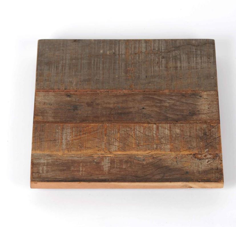 greige Square Recycled Wood Display Stand