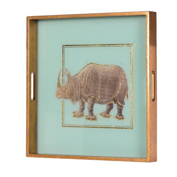 Greige Square Rhino Mirrored Tray