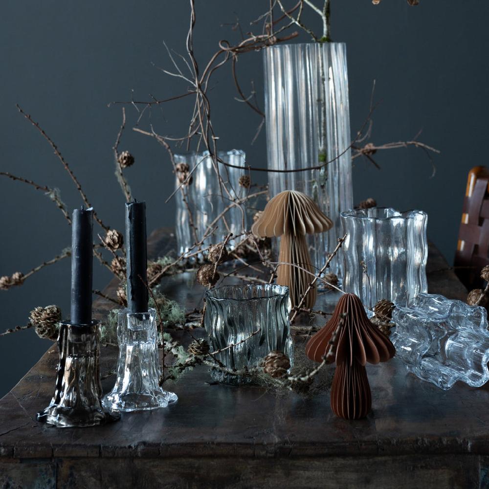 Greige Standing Paper Mushrooms - Set Of Two