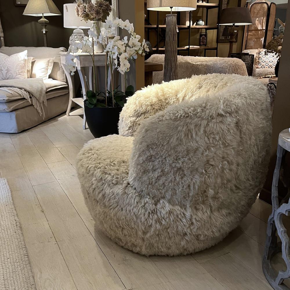 Greige Statement Sheepskin Armchair
