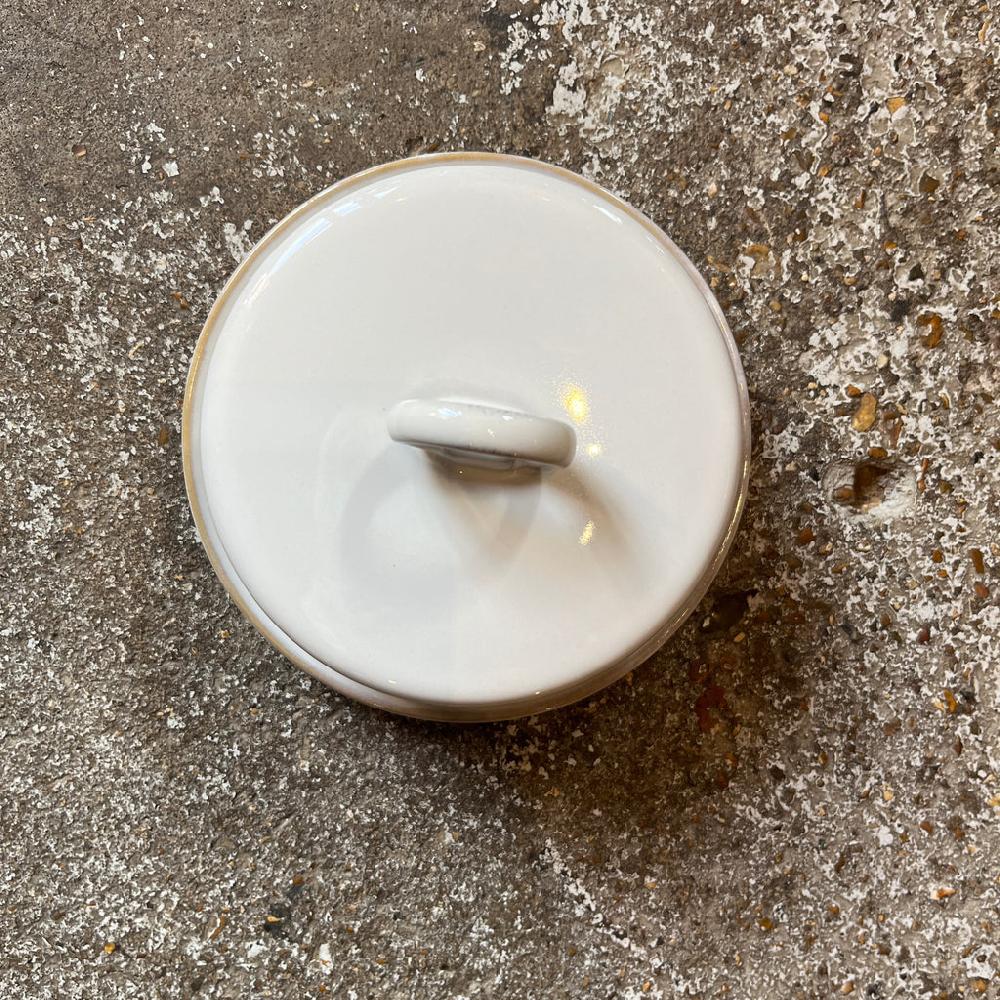 Greige Stoneware Butter Or Cheese Dish - Cream