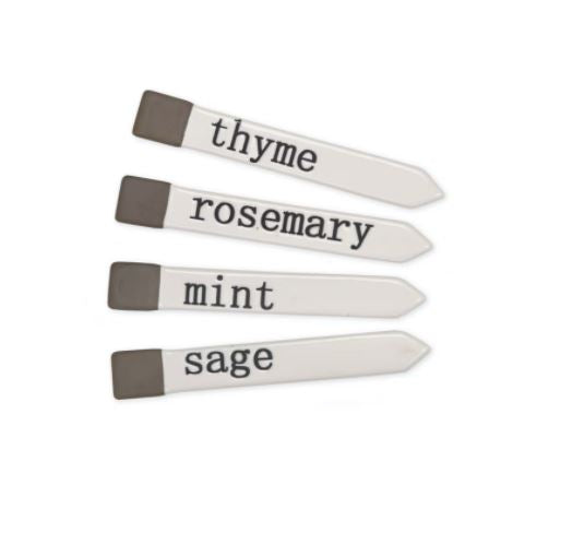 Greige Stoneware Plant Tags - Set Of Four
