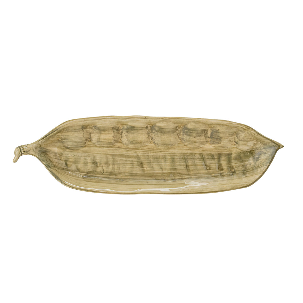 Greige Stoneware Veggie Series - Green Peapod Plate
