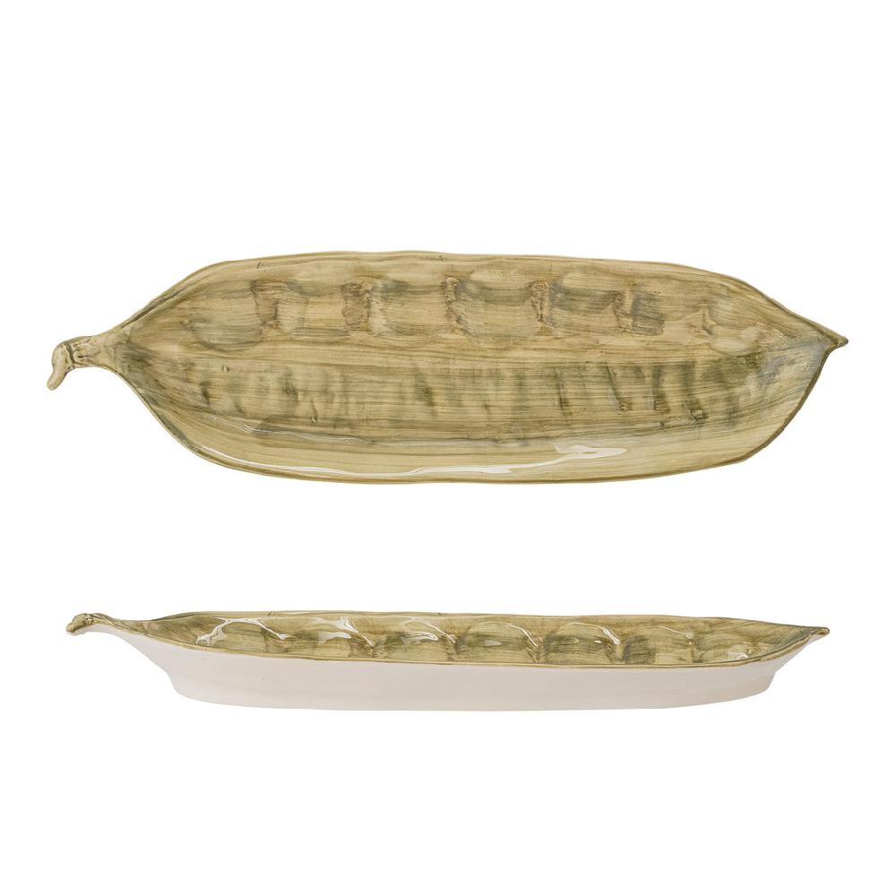 greige Stoneware Veggie Series - Green Peapod Plate