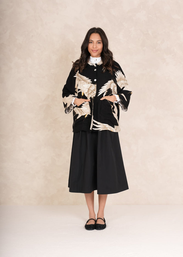 Greige Stork Black Linen Jacket - One Hundred Stars