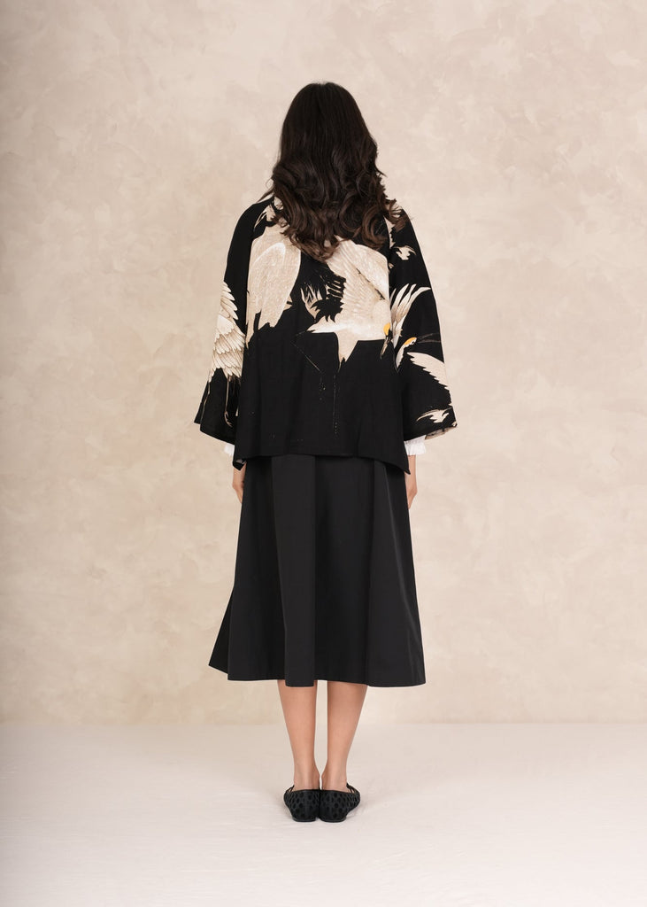 Greige Stork Black Linen Jacket - One Hundred Stars