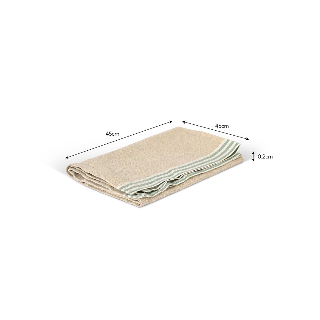 Greige Stripe Edge Napkin - Set Of Four - Rosemary