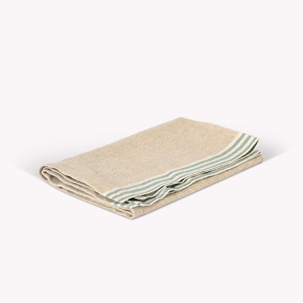 Greige Stripe Edge Napkin - Set Of Four - Rosemary