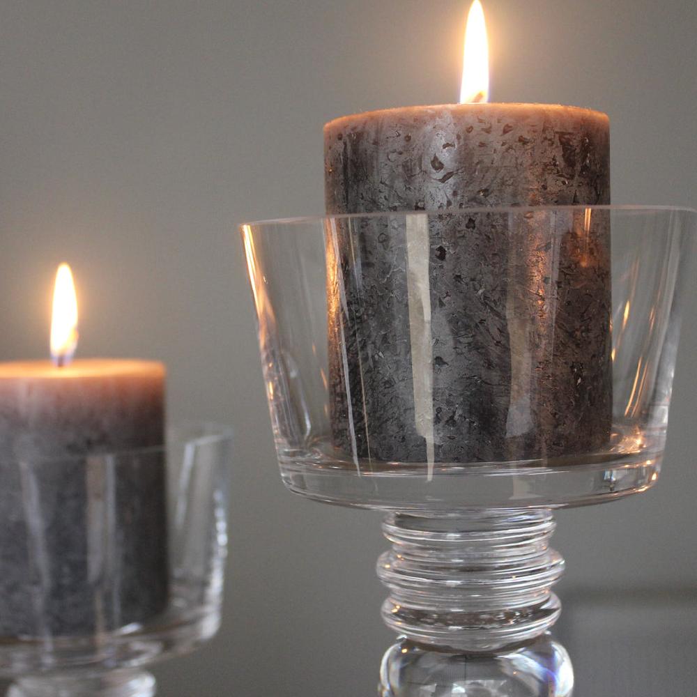 Greige Stunning Clear Glass Candelabra - 3 Or 5 Arm