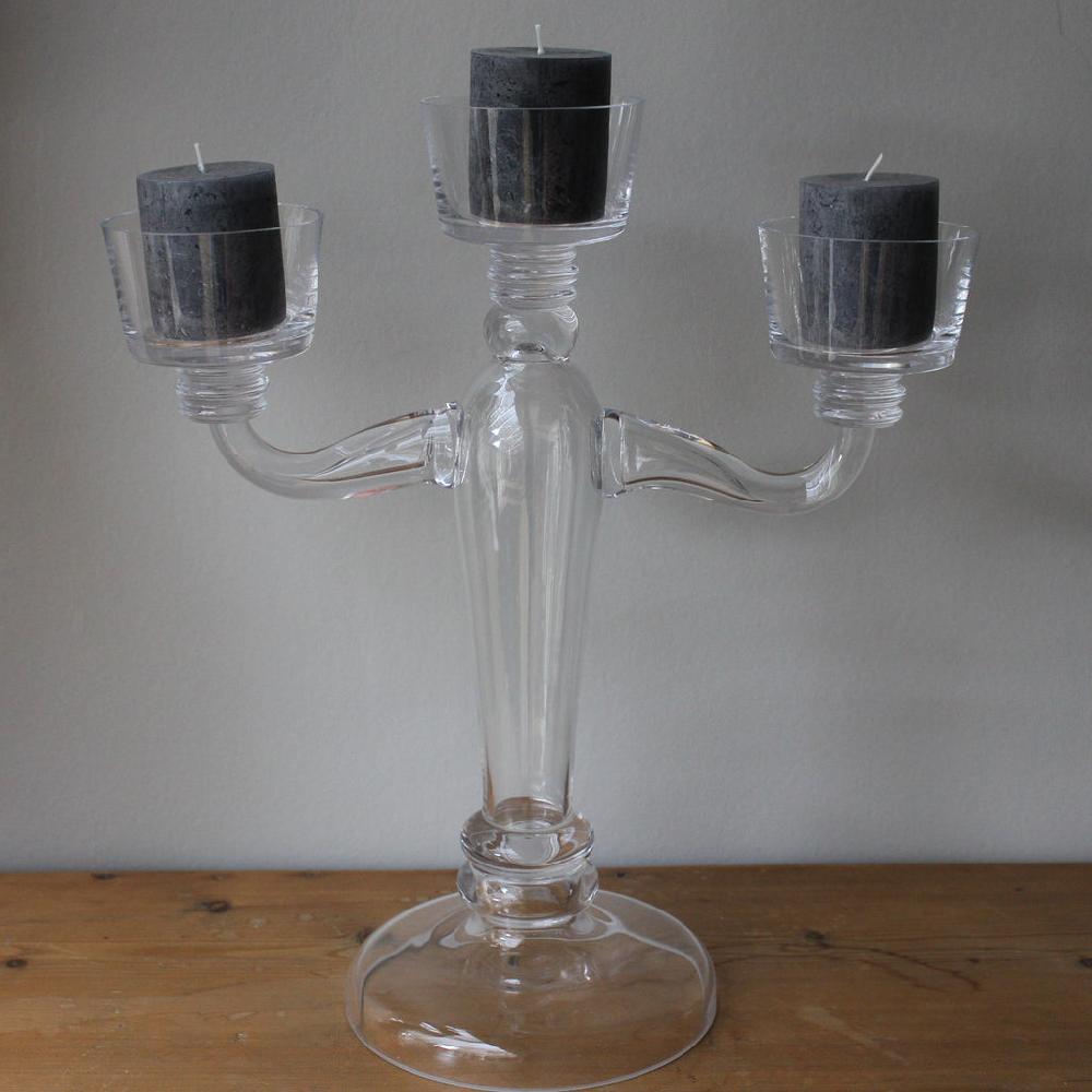 Greige Stunning Clear Glass Candelabra - 3 Or 5 Arm
