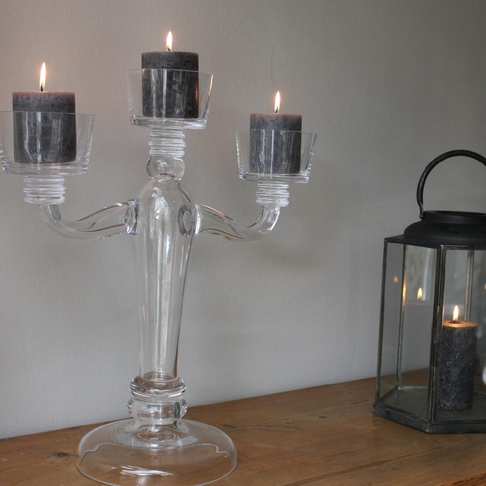 greige Stunning Clear Glass Candelabra - 3 or 5 Arm