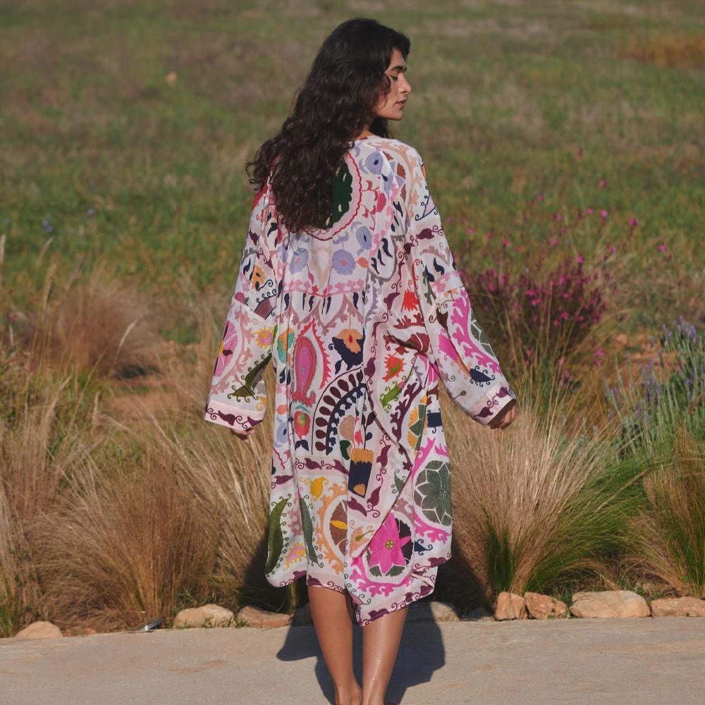 Greige Susani Pink Grande Kimono - One Hundred Stars