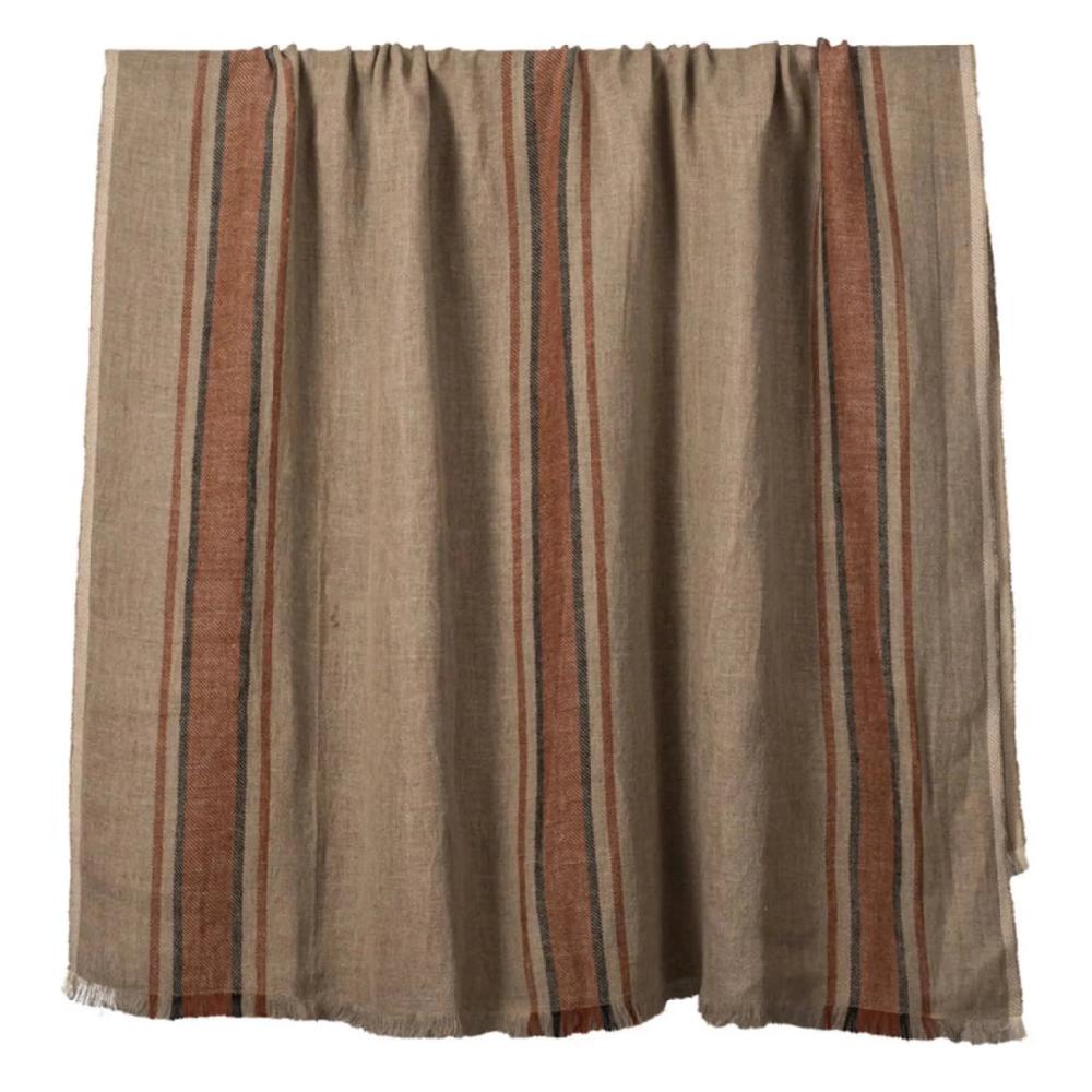 Greige Tabitha Linen Throw - Brick