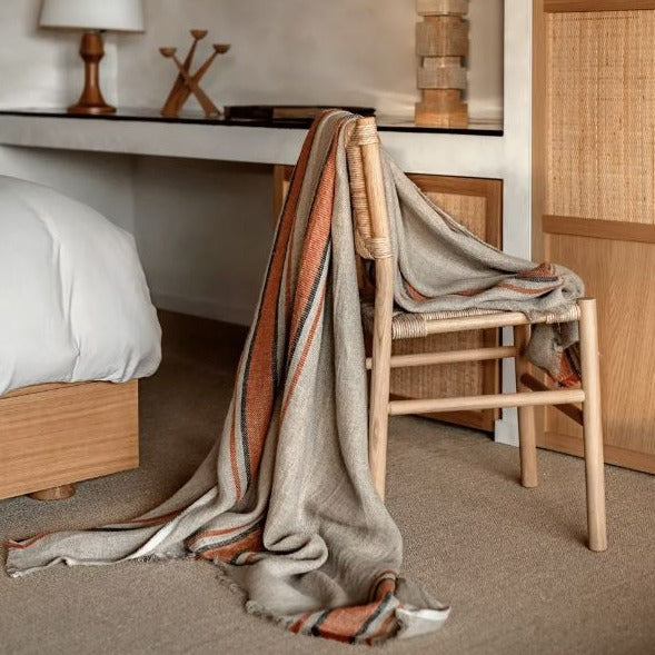 greige Tabitha Linen Throw - Brick