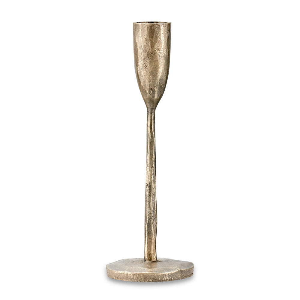 Greige Tall Antique Brass Candlestick - Three Sizes