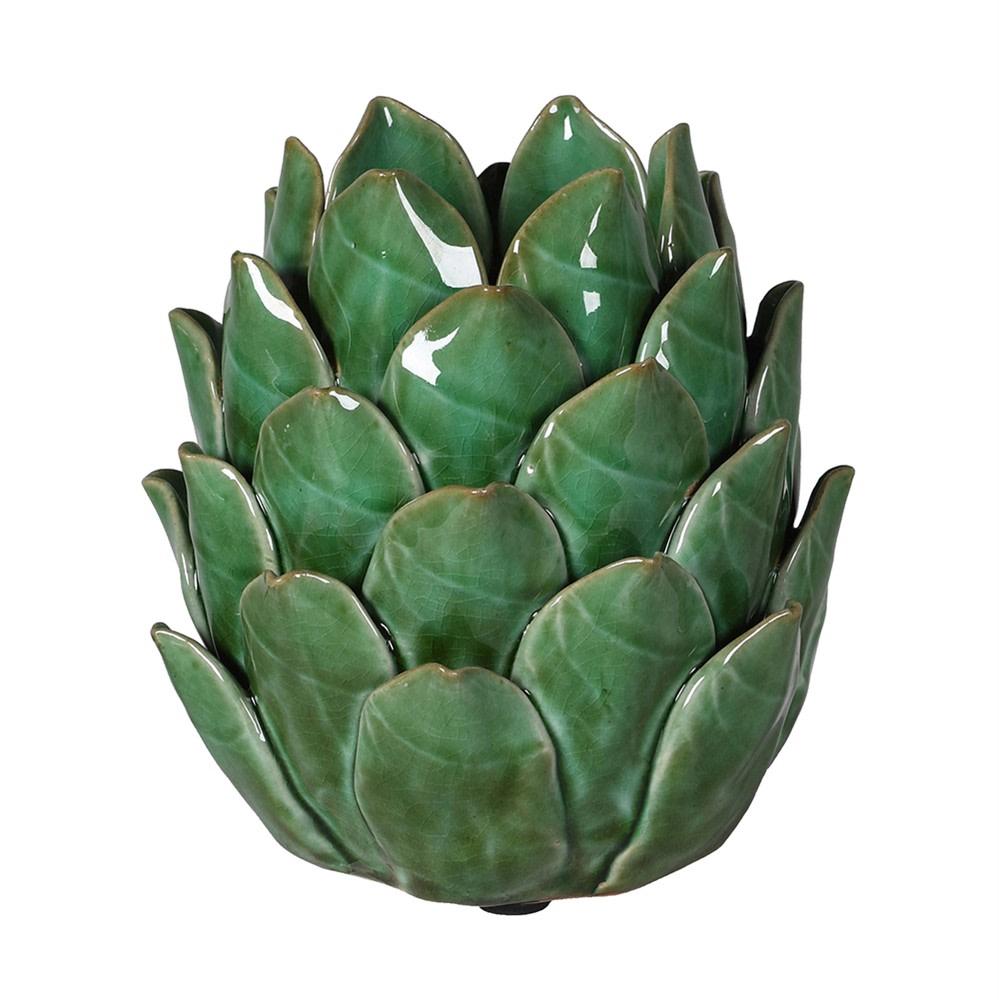 greige Tall Artichoke Tealight Holder - Green