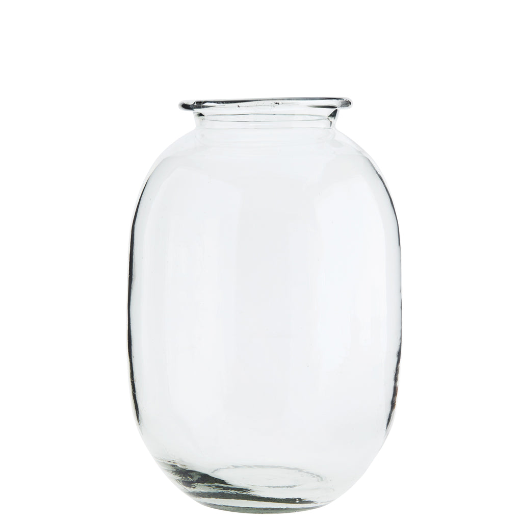 Greige Tall Recycled Glass Vase - Clear