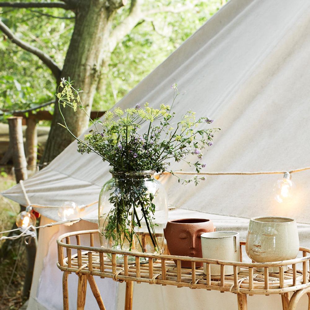 greige Tall Recycled Glass Vase - Clear