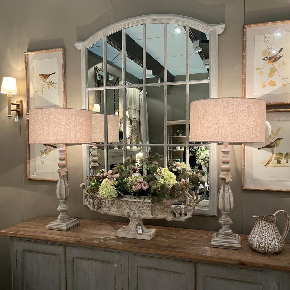 greige Tall Spindle Table Lamp - Single