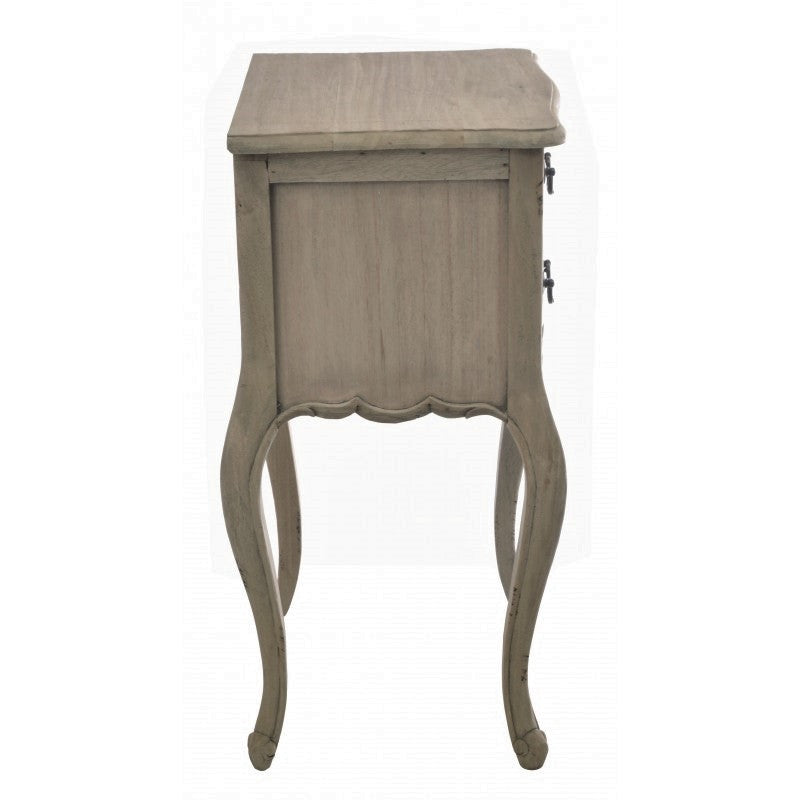 Greige Tall Two Drawer French Style Side Table