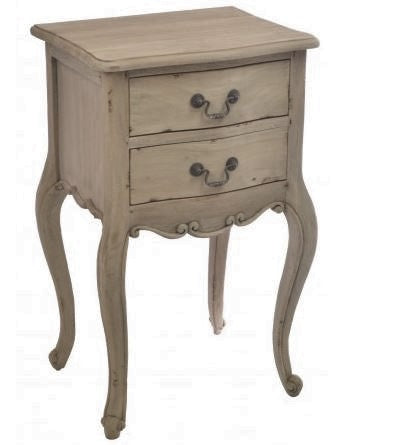 Greige Tall Two Drawer French Style Side Table