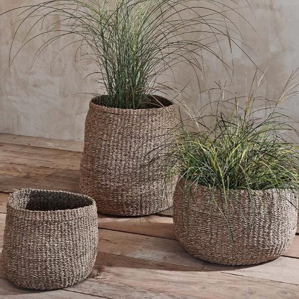 greige Tapered Seagreass Basket - Three Sizes