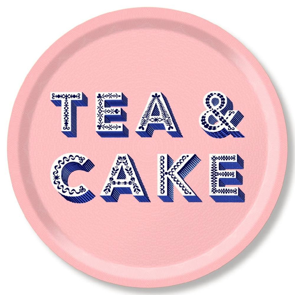 Greige Tea & Cake Tray - Pink - 39cm
