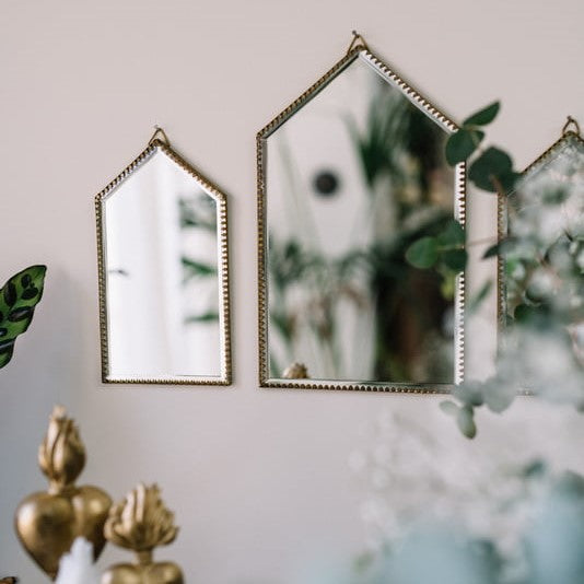 greige Temple Mirror - Two Sizes - Boncoeurs