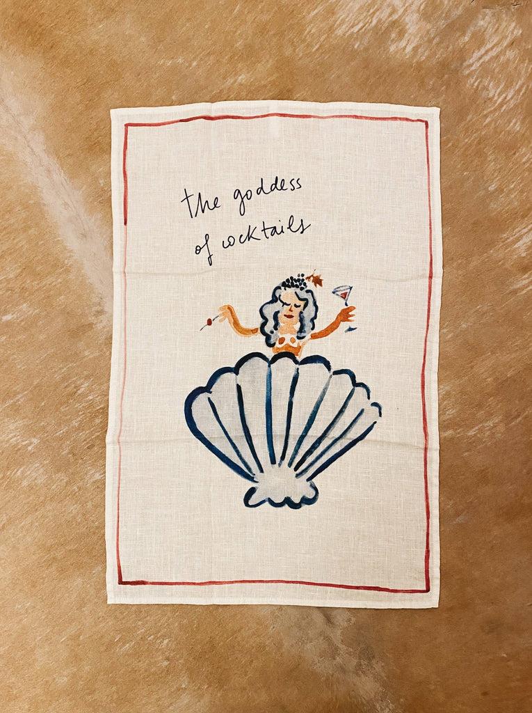Greige The Goddess Of Cocktails - Linen Tea Towel