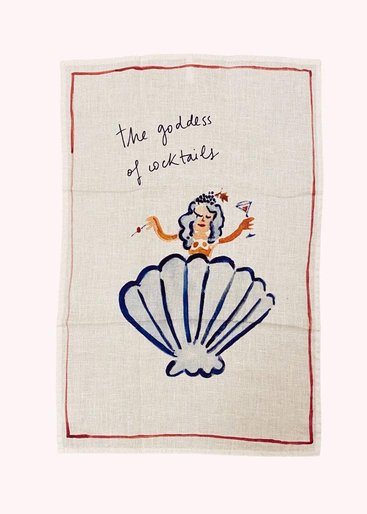 greige The Goddess of Cocktails - Linen Tea Towel