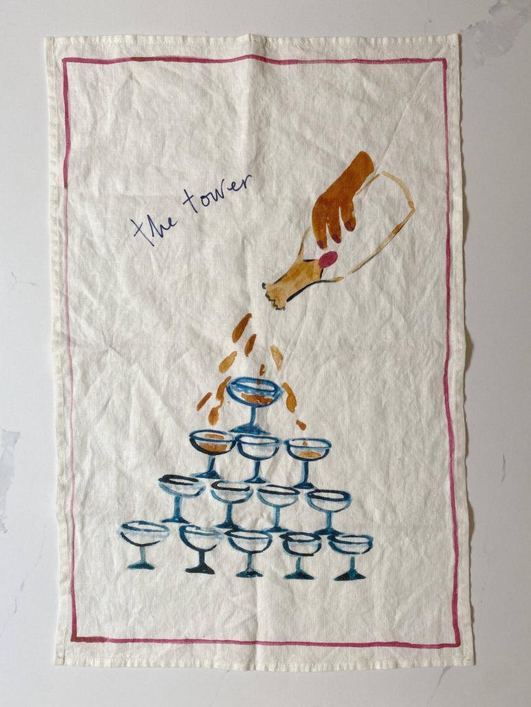 Greige The Tower - Linen Tea Towel