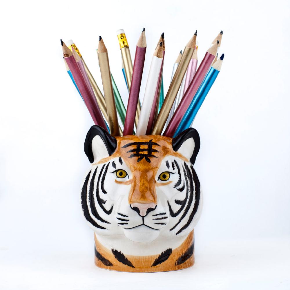 greige Tiger Pencil Pot by Quail Ceramics