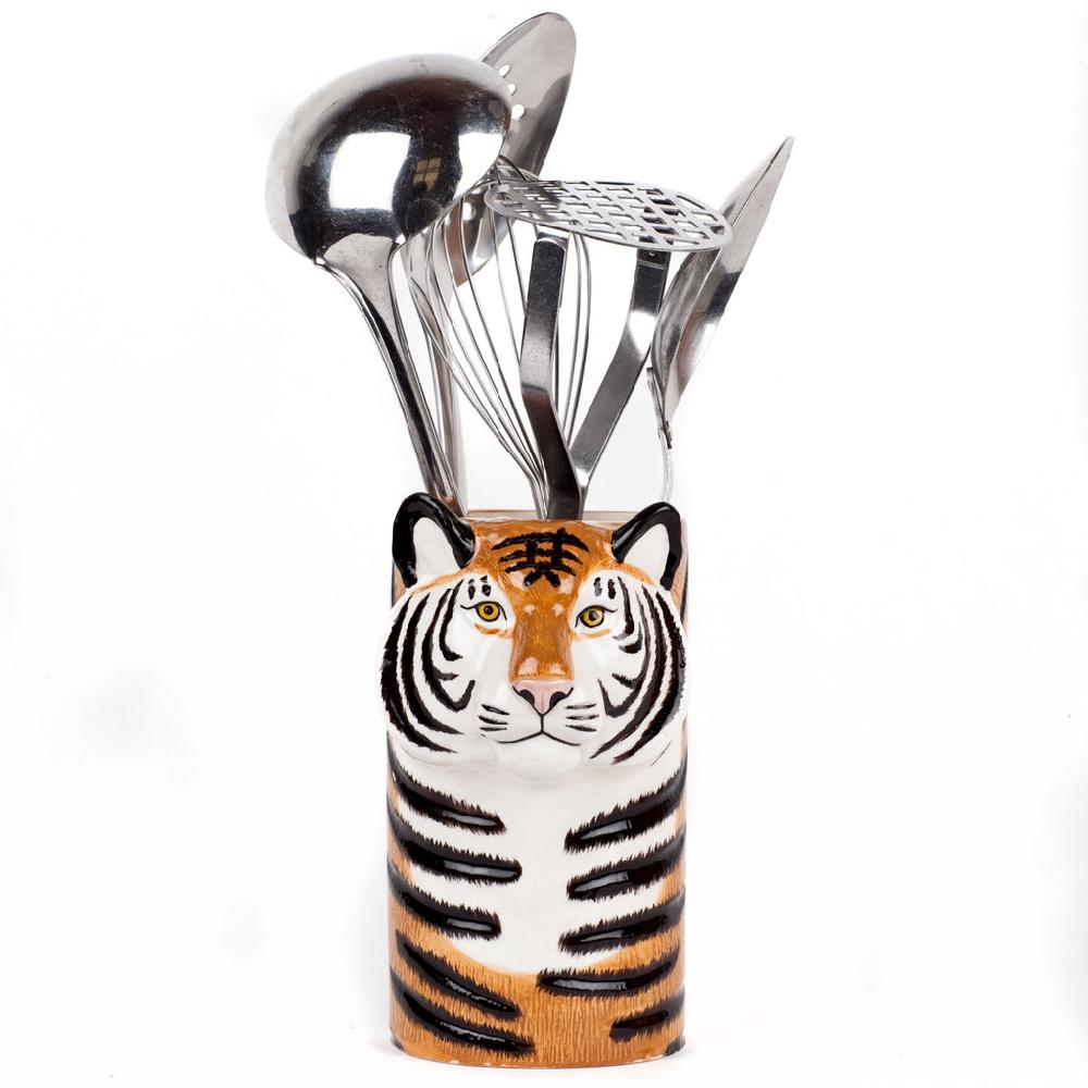 Greige Tiger Utensil Pot By Quail Ceramics