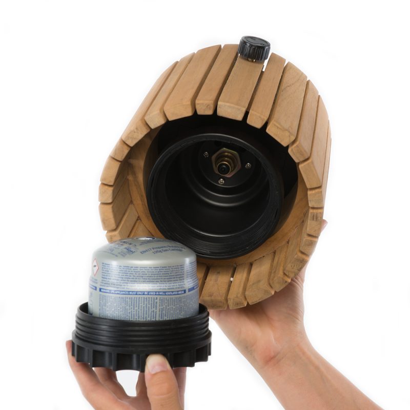 Greige Timber Gas Fire Lantern By Cosiscoop