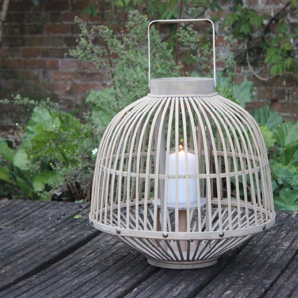 Greige Toulouse Wooden Lantern - Two Sizes