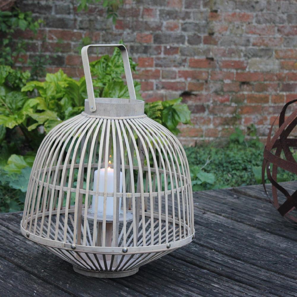 greige Toulouse Wooden Lantern - Two Sizes