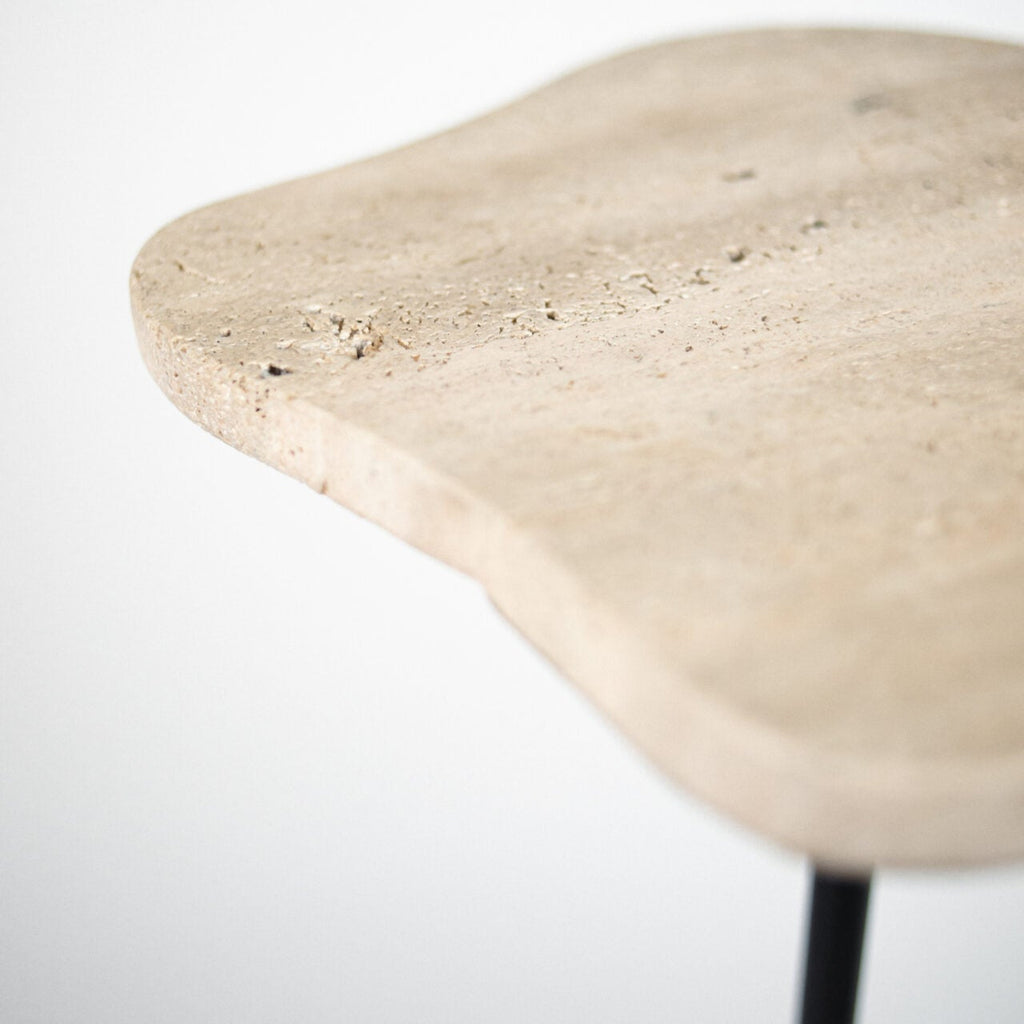 Greige Travertine Side Table - Two Size Options