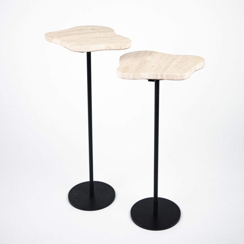 greige Travertine Side Table - Two Size Options