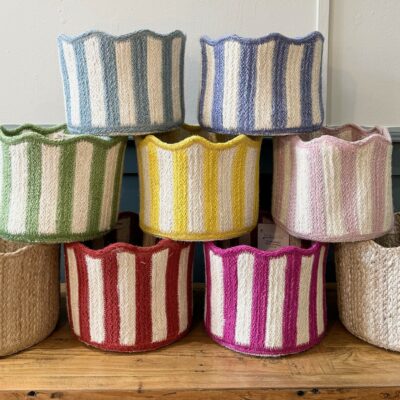 Greige Tulip Basket - Braided Rug Company - Flamingo