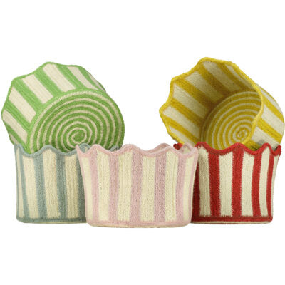 Greige Tulip Basket - Braided Rug Company - Light Blue