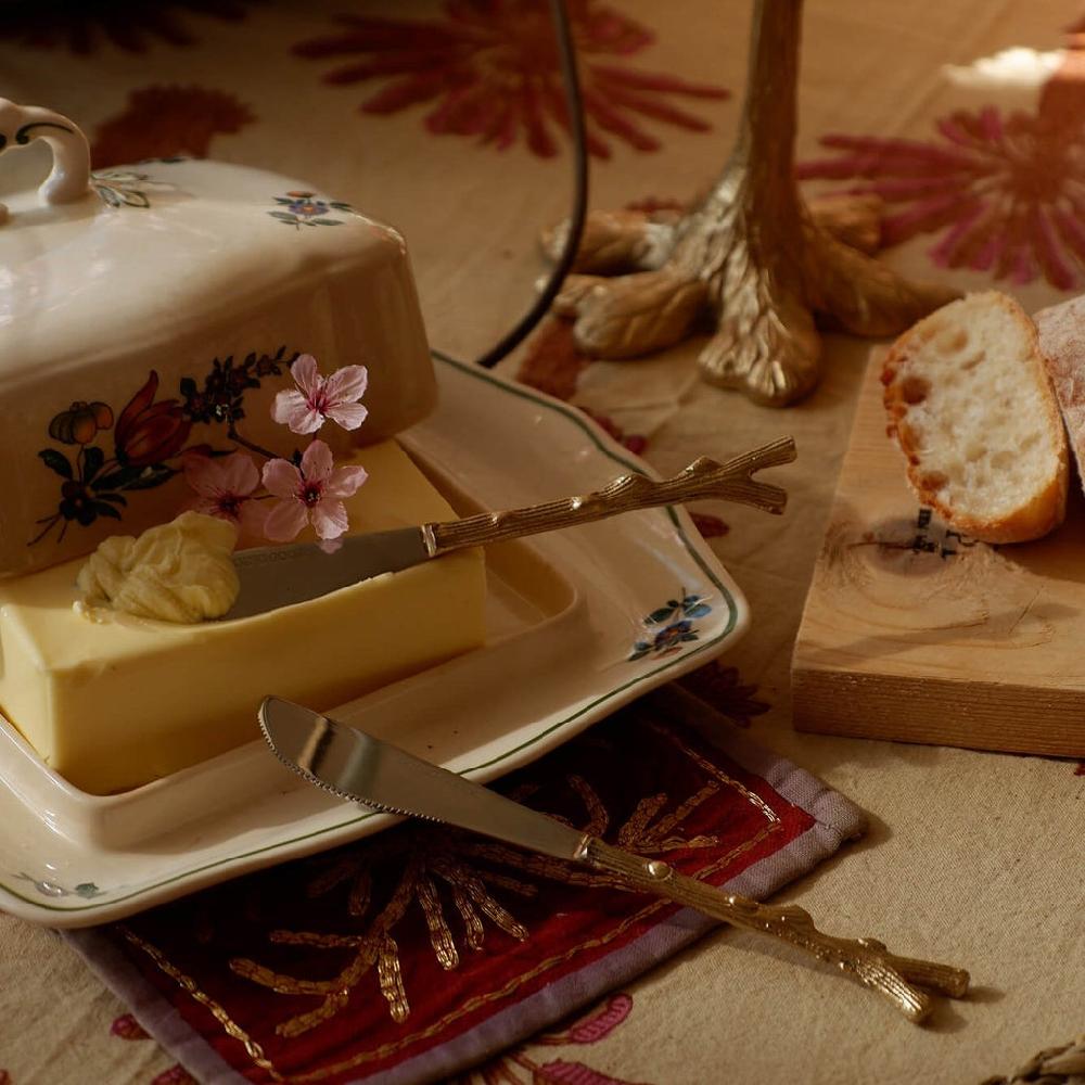 Greige Twiggy Brass Butter Knife - Set Of Two