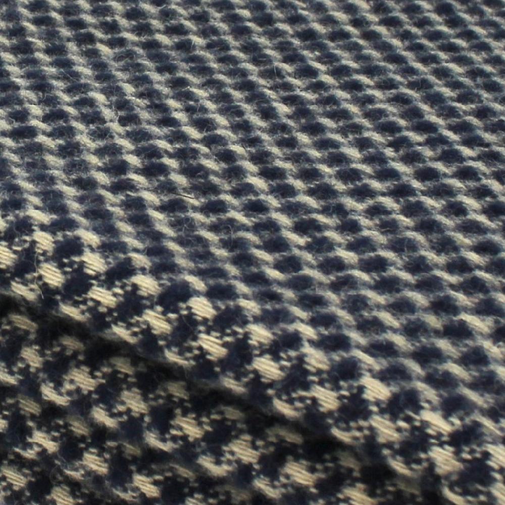 greige Twill Pure New Wool Throw - Oatmeal and Navy