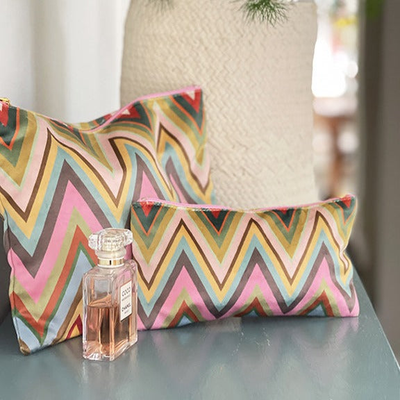 Greige Velvet Pouch Large