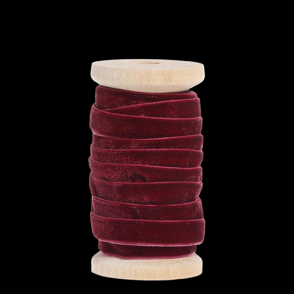 Greige Velvet Ribbon - Bordeaux - 1cm X 5m