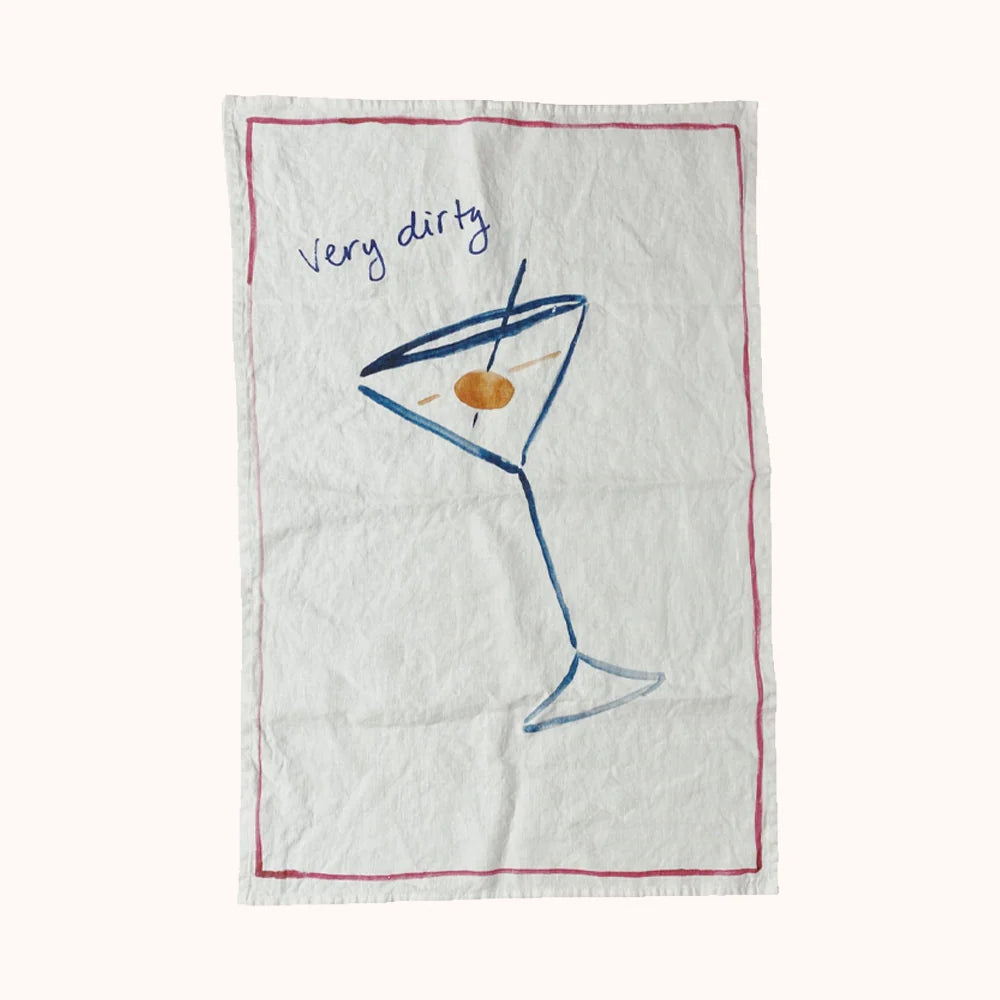 Greige Very Dirty Martini - Linen Tea Towel