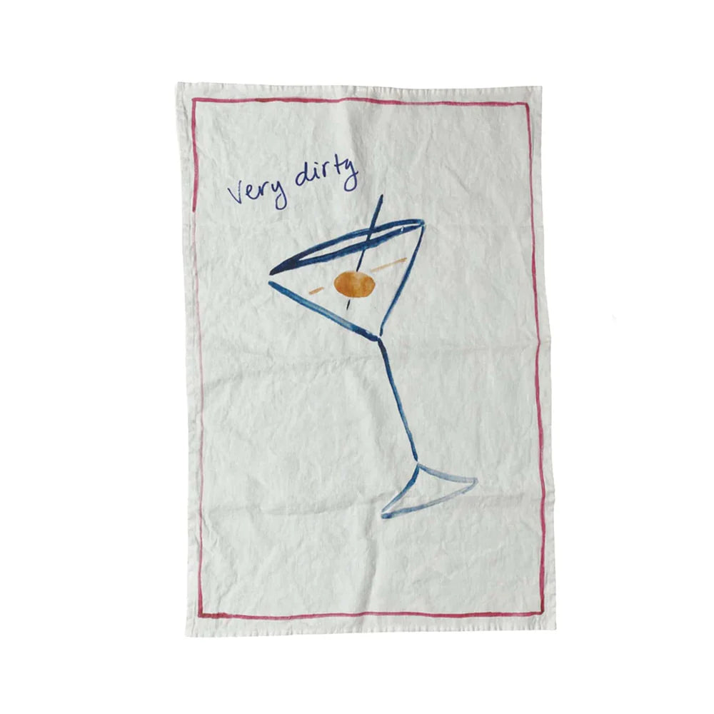 greige Very Dirty Martini - Linen Tea Towel