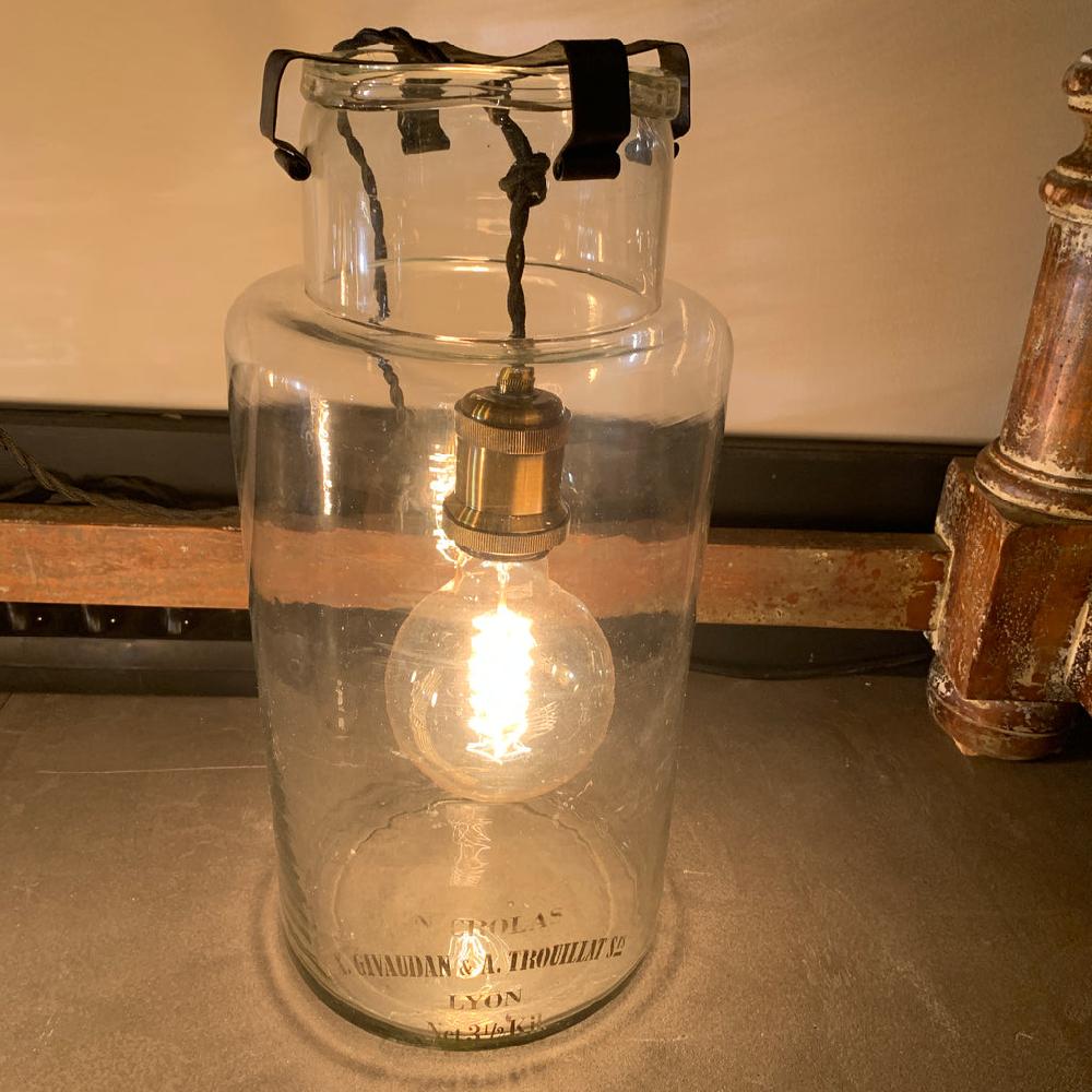 Greige Vintage Pharmacy Jar Bottle Lamp